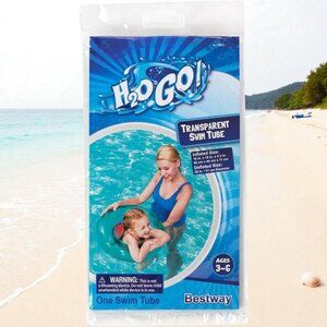 Bestway H2O GO Transparent Teal Aqua Swim Tube Ages 3–6 Kids Pool Float Ring NEW